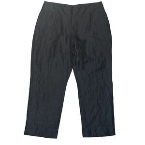 Poetry Linen Silk Trousers Pant Green Olive Wide Leg Boho Lagenlook Size 16